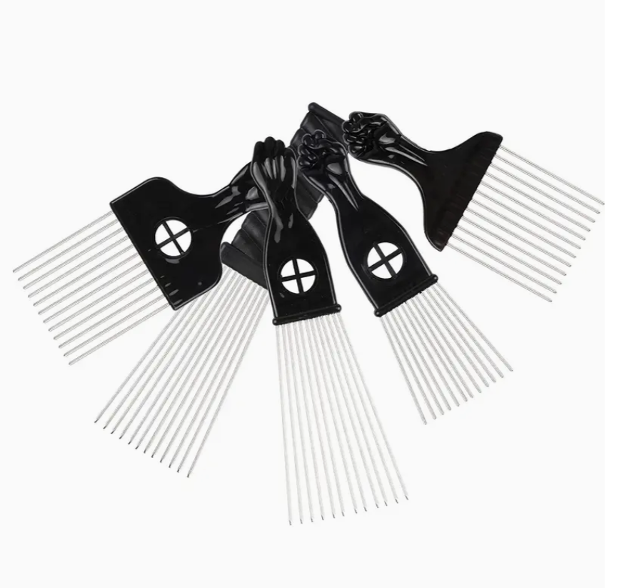 ΜΕΤΑΛΛΙΚΗ ΧΤΕΝΑ ΑΦΡΟ - WIDE TEETH AFRO COMB - Image 3