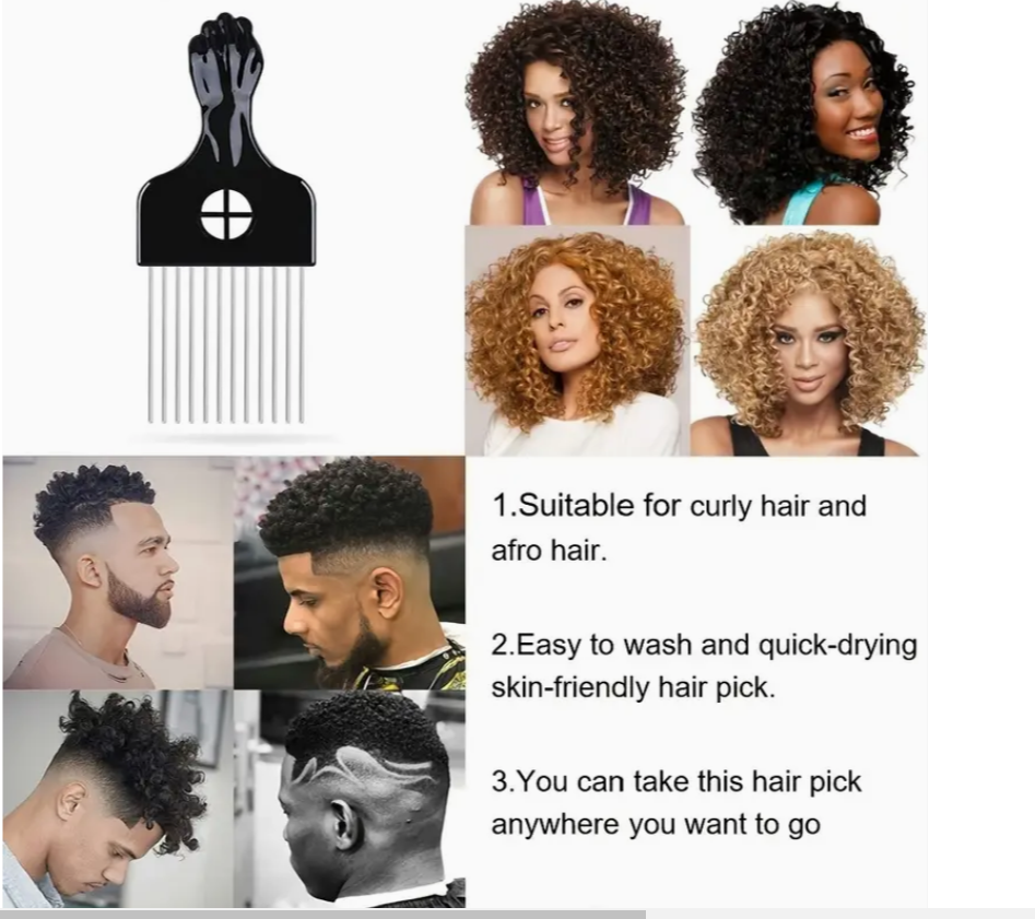 ΜΕΤΑΛΛΙΚΗ ΧΤΕΝΑ ΑΦΡΟ - WIDE TEETH AFRO COMB - Image 5