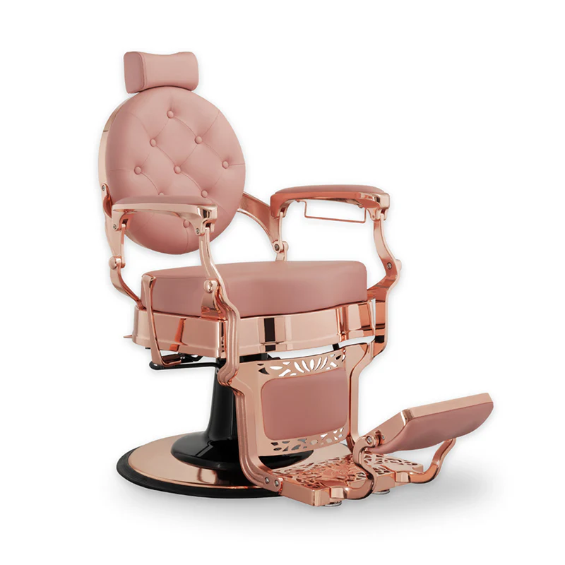 BARBER CHAIR PINK WITH GOLD ΚΑΡΕΚΛΑ ΚΟΥΡΕΙΟΥ ΡΟΖ - Image 4